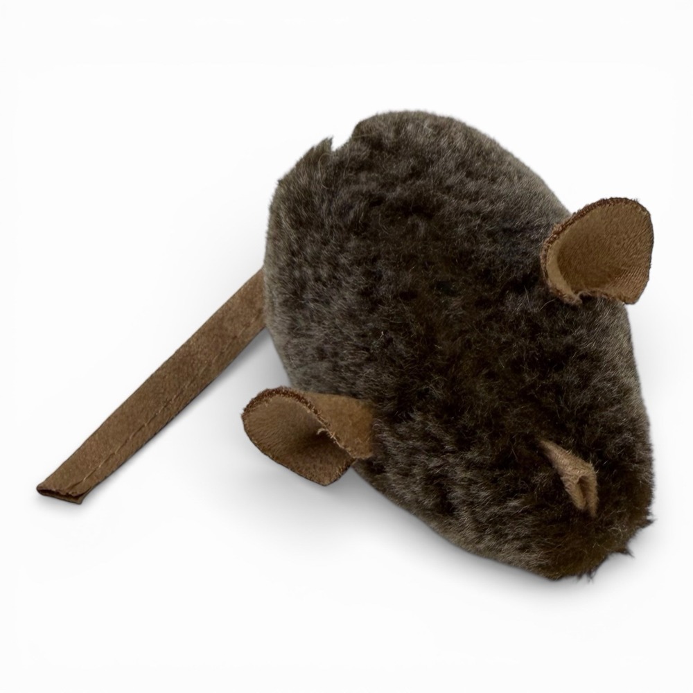 Pet Zone Cosmic Pet Brown Fuzzy Plush Mouse Cat Toy with Tail and Ears